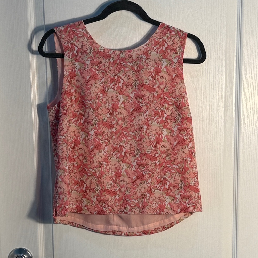 Appleseed's Pink Floral Sleeveless Tank Top Size 10P Lined Spring